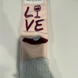 Cream and Burgundy wine socks NWT